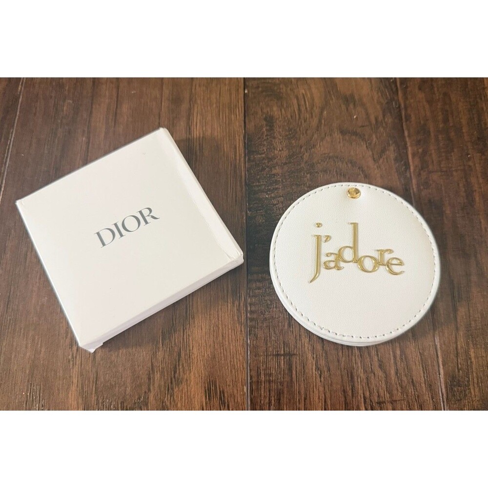 Dior J'adore Round White Compact Makeup Mirror Faux Leather